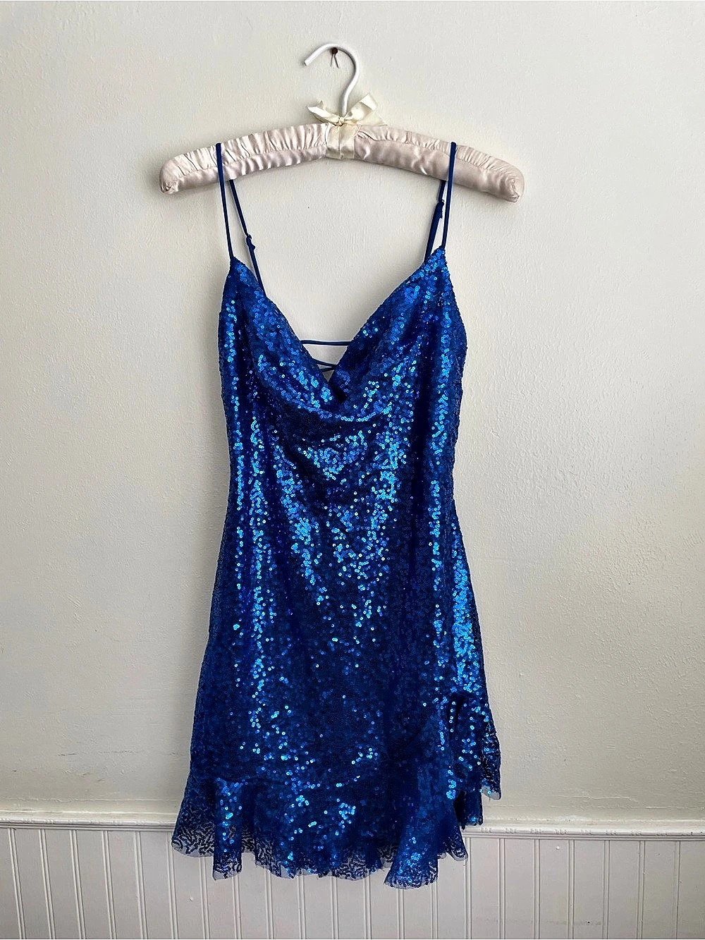 Lucy in the Sky Blue Sequin Mini Dress Size Small Like New